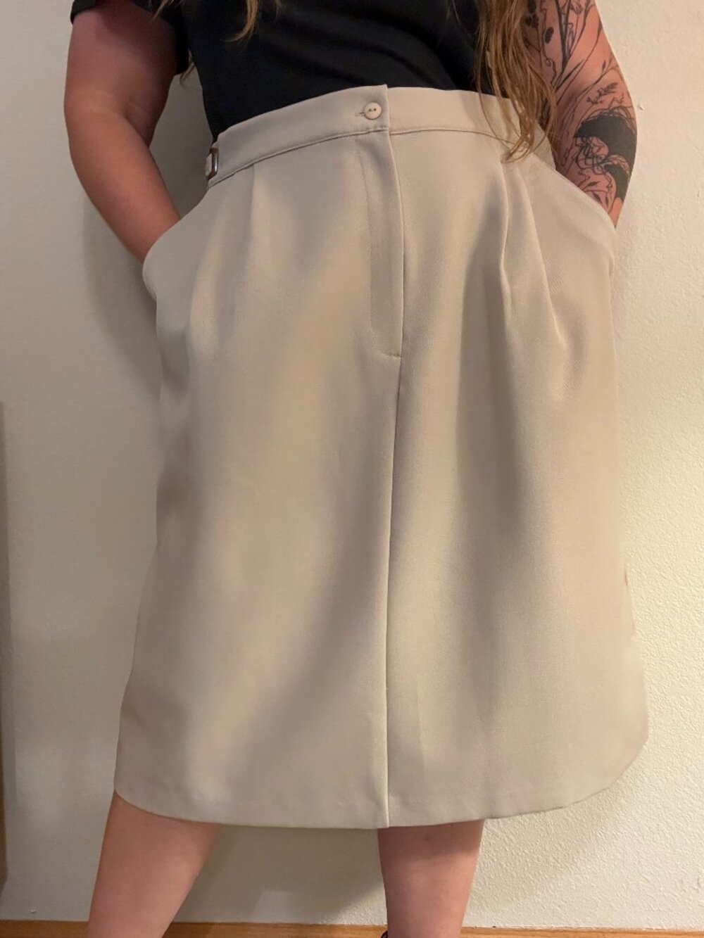 PRICE FIRM Vintage 90s Blair Light Brown Tan Beige Skirt XL Petite